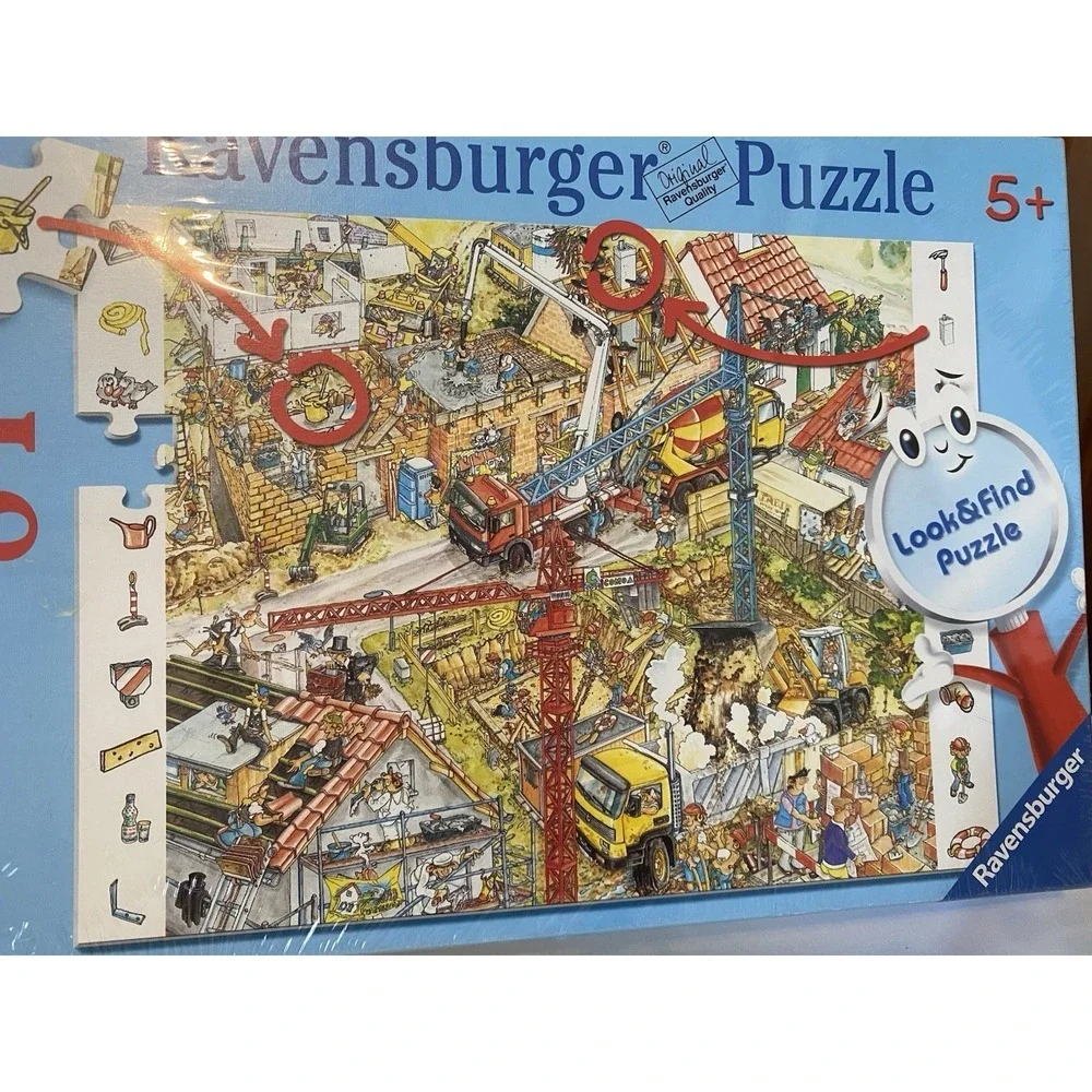NEW Ravensburger Look & Find 84 Piece Puzzle Building Site Boy Construction Gift